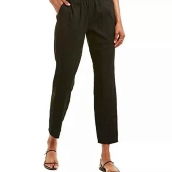 Theory Northsound Caliver Linen Pull On Pant Tapered Leg Stretch Black Size 6 - Picture 7 of 11